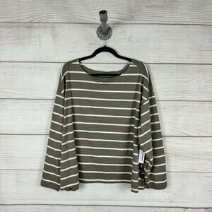 Old Navy Plus Size Taupe & White Striped Long-Sleeve Mariner T-Shirt Size 3X